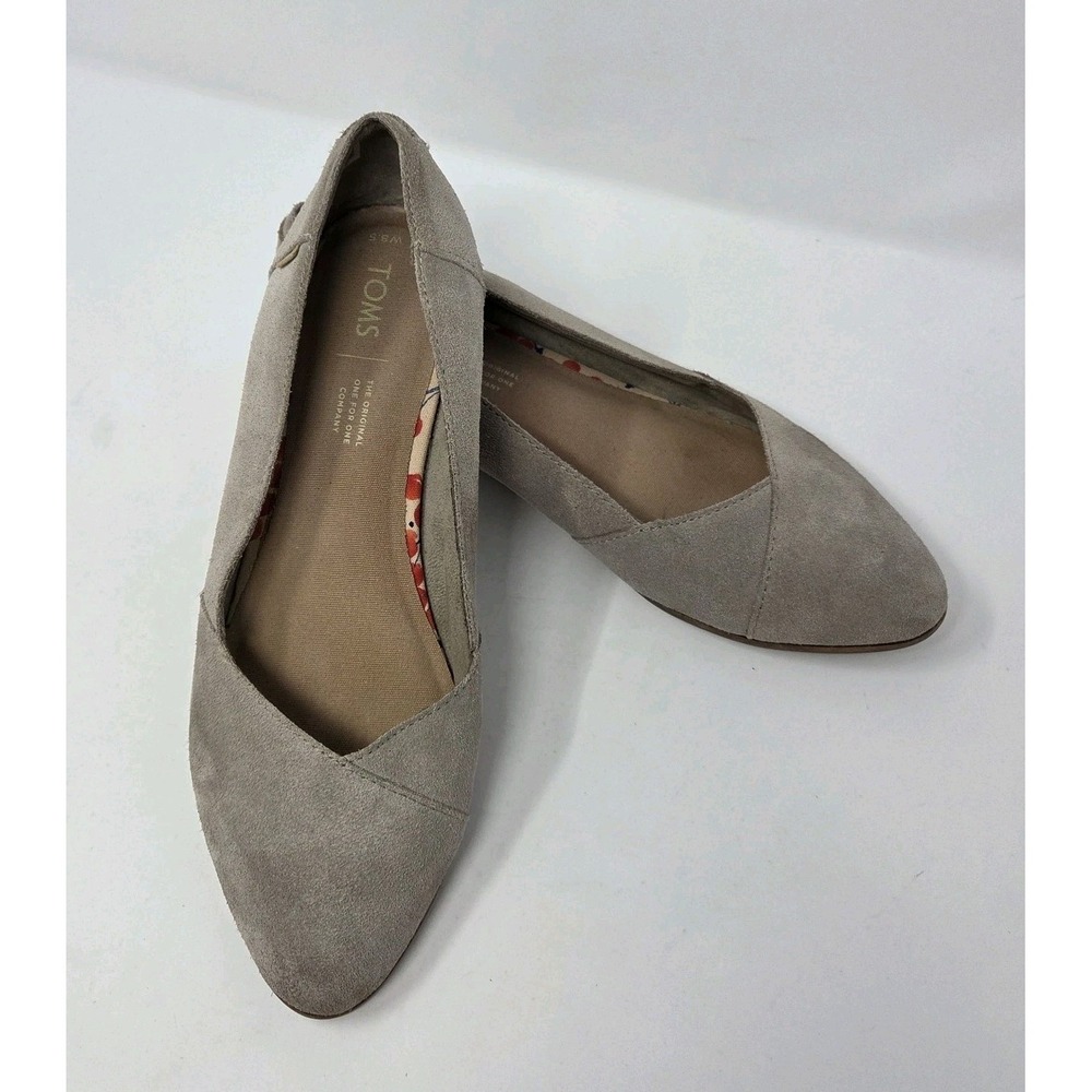 Tom's Julie Desert Taupe Gray Suede Slip-on Flats - Women's Size 8.5 Comfort